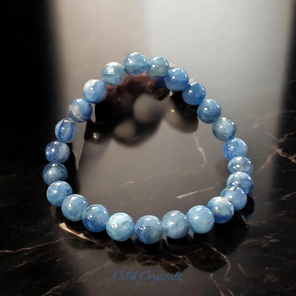 Authentic Blue Kyanite Bracelet 8mm Natural Stones Unisex Healing Bracel… - Picture 5 of 7